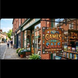 Games For Sale Wooden Shop Sign – Colorful Multi-Color Wall Plaque